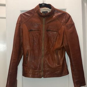 Genuine Italian Leather Jacket - Cognac